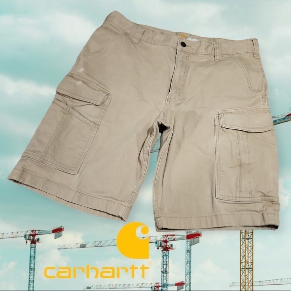 Carhartt Men's Relaxed‎ Fit Canvas Cargo Work Shorts Khaki 36x10.25" MINOR FLAWS